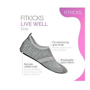 FITKICKS WATERPROOF ACTIVE FOOTWEAR - GREY SIZE LARGE 8.5/9.5 (NEW WITH TAGS)